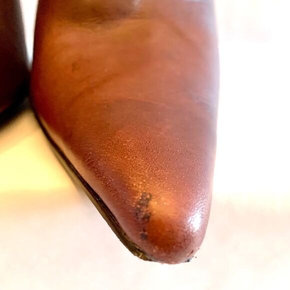 VINTAGE MAROON ANKLE BOOTS SIZE 7M 4” STACKED HEEL - Picture 5 of 6